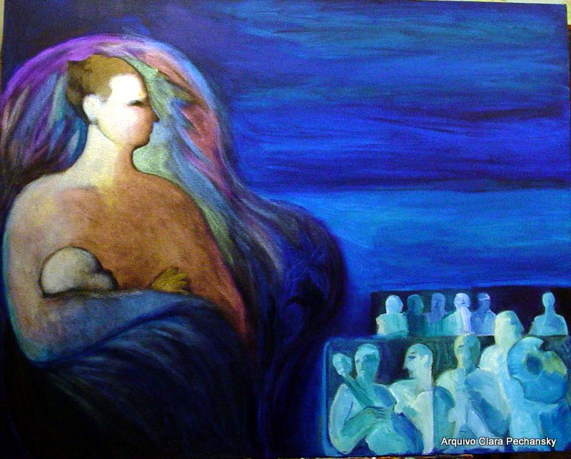 pintura-clara-pechansky-Mae-e-filho-com-o-céu-de-Munch-80x100cm-2007
