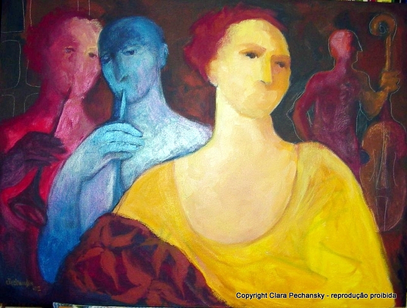 pintura-clara-pechansky-YELLOW-WOMAN-WITH-FLUTISTS-60X80